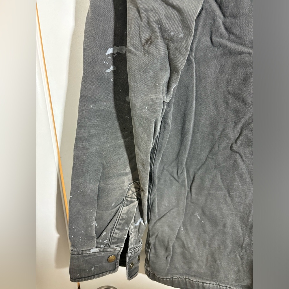 Carhartt Peat Gray Canvas Snap Front Fleece-Lined Shirt Jacket #357 - Picture 6 of 11